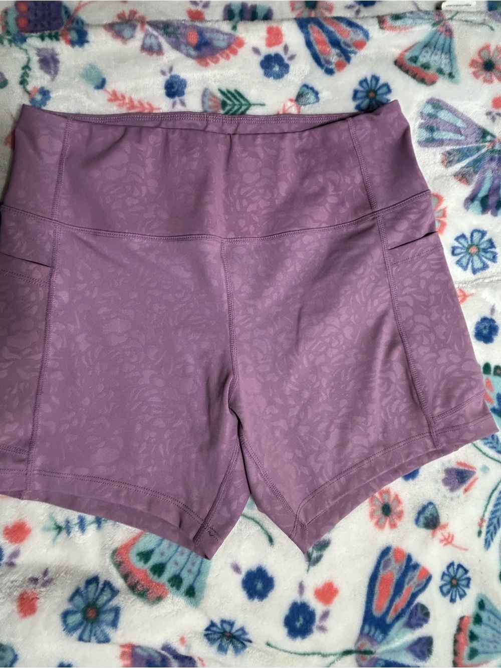 Nicole Miller Dusty Lavender Floral-Texture Athletic Shorts